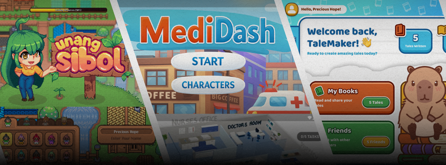 Roostercat Games — Unang Sibol, MediDash, TaleMakers