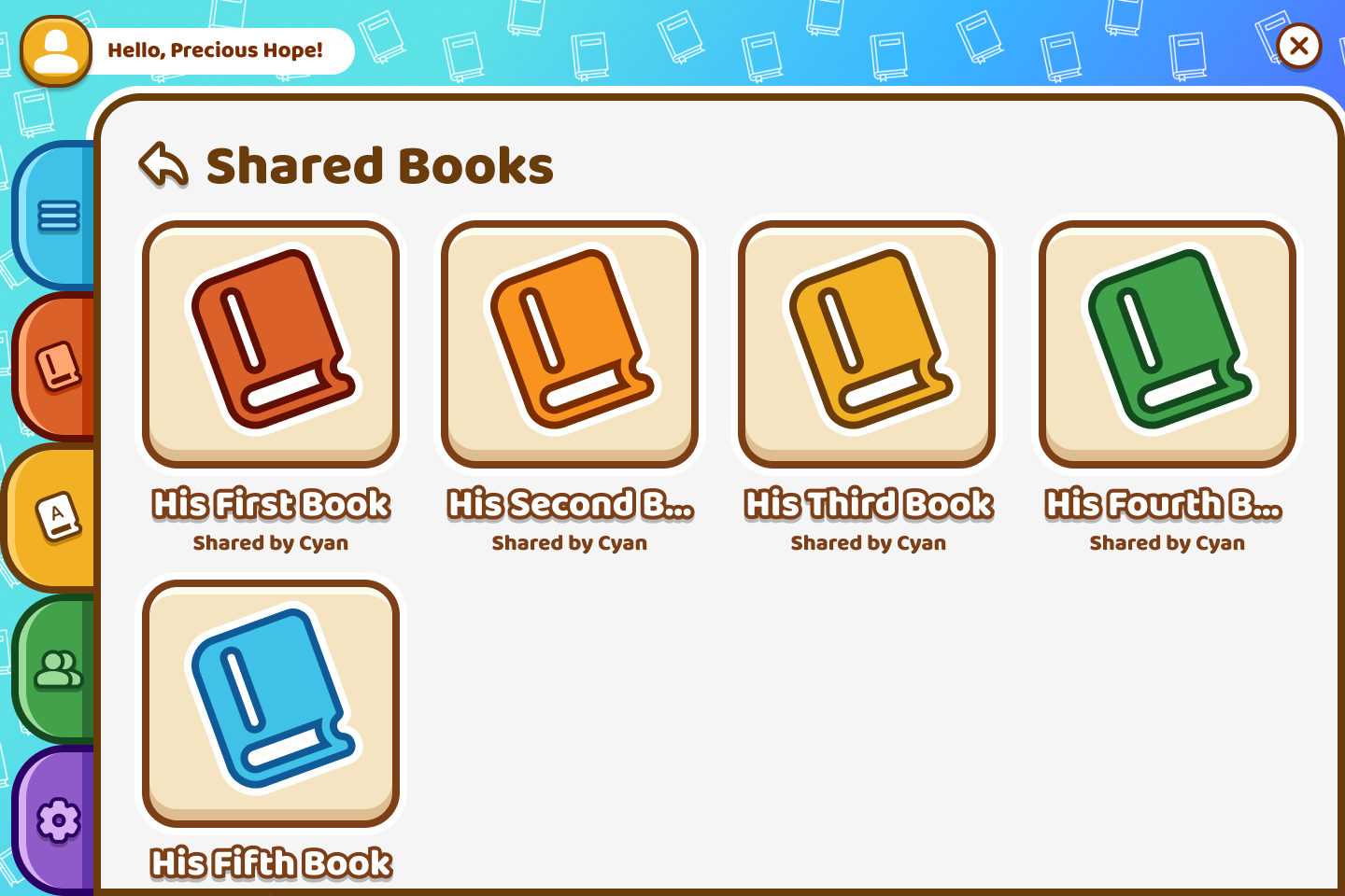 Shared books screen